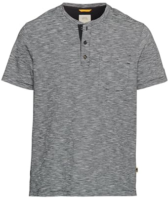 camel active Herren Henley T-Shirt aus Bio-Baumwolle Dunkelblau, menswear-5XL