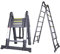 EGTink Telescopic Ladder,3.8M Aluminum Telescoping Ladder,Extendable Ladders Anti-Slip,Multi-Purpose Folding Extension Ladders A-Shape,Black (1.9M+1.9M)