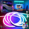 BAGZY RGB Neon LED Streifen 2M Led Schlauch Neon LED Strip 230V Aussenbereich IP65 Wasserdicht Flexibler mit Netzteil,Bluetooth App-Steuerung DIY Lichtband, Musik Sync,für Innen Outdoor Zuhause Partei