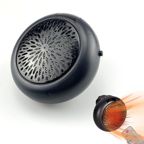 Hojalis Mini Ventilador Calentador Enchufe, 900W Calefactor de Enchufe con Mando a Distancia, Calefactores Bajo Consumo, Portátil PTC Cerámica Enchufe Calentador, Calefactor Electrico Apto Baños