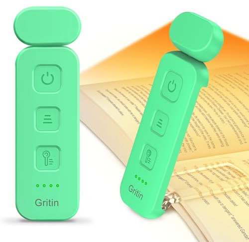 Gritin Leselampe Buch Klemme, Wiederaufladbare Buchlampe mit 7 LEDs, 3 Farbtemperatur & Stufenlos Dimmbare Klemmleuchte mit Extra 5 Helligkeitsstufen Modi, Lange Laufzeit Leselicht -Orchideengrün