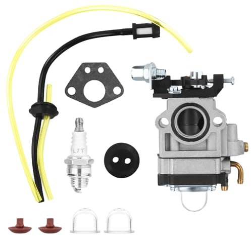 QWORK® Juego de carburador para motores de desbrozadoras de 52 cc, 49 cc y 43 cc, completo con accesorios, para accesorios de cortacésped