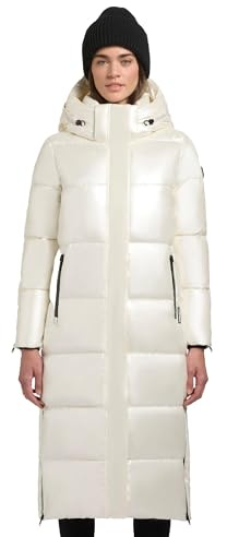 khujo Damen glänzender warmer Winter Steppmantel lang mit abnehmbarer Kapuze Hedd Shiny-YM XS-XXL