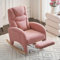 DEKKETO Teddy Schaukelstuhl mit Kopfstütze und Fußstütze, Schaukelsessel mit Hocker, Großer Stillstuhl mit Seitentasche, Relax Stillsessel Wohnzimmer, Rosa