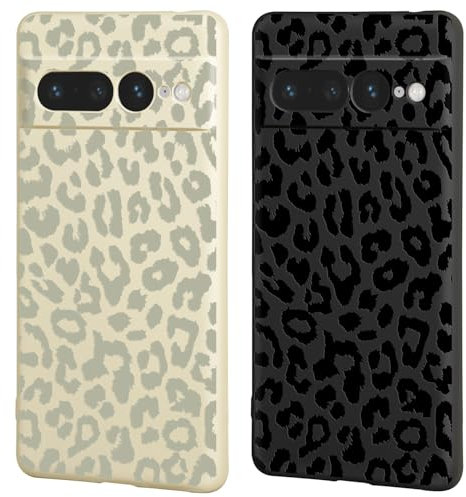 Ciciber Ttusy 2 Stück Hülle für Google Pixel 7 Pro Handyhülle Silikon mit Muster Leopard Matte Case Stoßfest Dünn Ästhetik Frauen Mädchen Weich TPU Schutzhülle Tasche für Google Pixel 7 Pro,01