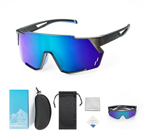 RUINEXISTA Gafas de Sol Deportivas para Mujere y Hombre, Gafas de Ciclismo, Nasalera Ajustable, Gafas de Sol Polarizadas, Protección UV400, Gafas de sol para Actividades/Carreras/Bicicleta/Esquí