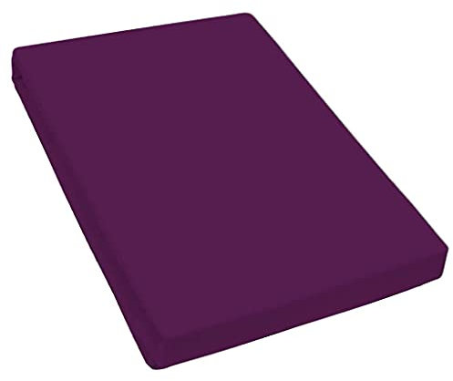 Bella Luna - Spann-Bettlaken 180x200cm für Boxspringbett auch passend für 200x200 cm / 200x210cm / 200x220cm Übergröße Jersey Bettbezug Baumwolle Elastan Bettlaken 180x200cm bis 200x220 cm - Pflaume