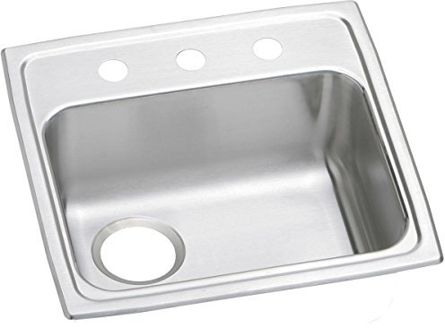 Elkao PSRADQ191955L2 20 Gauge Edelstahl 49,5 x 48,3 x 12,7 cm Single Bowl Top Mount Küche Spüle links Abfluss 2 Wasserhahn Löcher