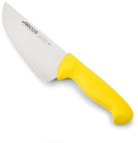 Arcos Serie 2900 - Cuchillo Carnicero Ancho - Hoja de Acero Inoxidable Nitrum de 170 mm - Mango inyectado en Polipropileno Color Amarillo
