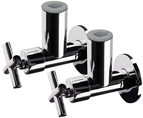 Design Eckventil mit Schubrosette | EXKLUSIV II | 1/2 Zoll | Messing verchromt | 2er-Set