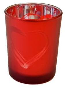 Photophore en verre givré rouge cur