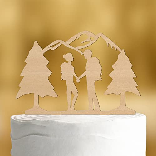 Cake Topper Gipfelstürmer [Hochzeitspaar in den Bergen] - Hochzeitstorte-Topper deko Holz Hochzeit Kuchen Tortendekoration Verlobung Tortenstecker Tortendeko Wedding cake