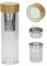Teeflasche mit Sieb To Go 450ml mit Bambusdeckel - Glasflasche Isolierflasche doppelwandig - Perfekter Teeaufbereiter To Go - 100% BPA FREI (Glas/Bambus)