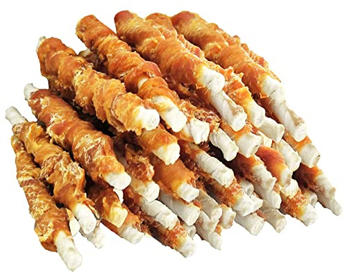 MON2SUN Dog Treats, 5 Inch Chicken Wrapped Rawhide Sticks, 14.11 oz