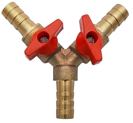 Supertool Y Schlauchverbinder 3-Wege Trenner Messing Zink-Legierung 8mm/10mm Kugelhahn für Wasser, Öl und Gas für Gartenbewässerung (1 Stück)