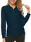 MoFiz Poloshirt Damen Langarmshirt Baumwolle Polohemd Winter Sport Top mit Polokragen Dunkelgrün S