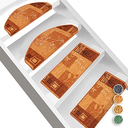 Floordirekt Stufenmatte Akzent Gemusterter Treppenschutz für Ihr Zuhause (Terra, Eckig 23,5 x 65 cm)