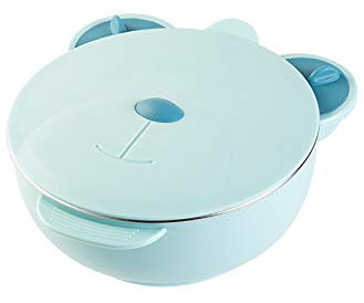 Kingboo - Piatto da tavola in acciaio INOX con coperchio, per bambini e bambini, con ventosa e isolamento termico per tenere al caldo le stoviglie per ragazzi e ragazze verde