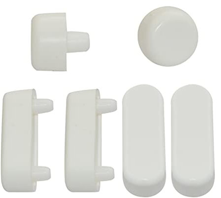 6 Pieces Wood Toilet Seat Buffers Bumper Set in White Round & Long 32mm Cushion Stopper