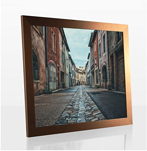Orion Deluxe Bilderrahmen Posterrahmen 30x21 cm Puzzlerahmen Kupfer Dekor Kunstglas Klar Hintergrund Weiss
