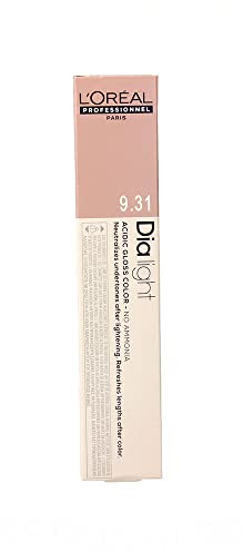L'Oréal Professionnel DiaLight 9.31 Coloración Rubio Muy Claro Dorado Ceniza Sin Amoniaco, 50ml