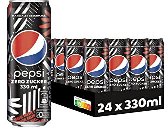 Pepsi Zero Zucker [Eintracht Frankfurt Edition] Das zuckerfreie Erfrischungsgetränk von Pepsi ohne Kalorien, Koffeinhaltige Cola in der Dose, EINWEG Dose (24 x 0,33 l)