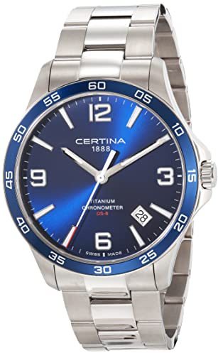 Certina, Herren-Armbanduhr, DS 8, 41,5 mm, Titan, Schweizer Quarz, C0338514404700, Grau, Quarzuhr