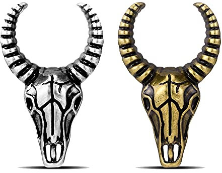 ERKUOO 2PCS Eröffnung Sattel Ohrentunnel Schädel Hörner Plug Ohr Gauges Piercing Expander Studs Tragen Mode Körper Piercing Schmuck Ohrringe Geschenk 16mm