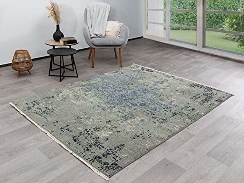 Steffensmeier Nepal Indien Teppich Pasni | Wolle, Grau, Größe: 200x300 cm, Wollteppich für Wohnzimmer und Schlafzimmer