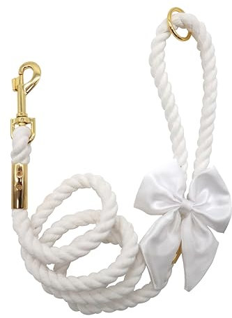 Croci Ceremony Bride Dog Leash Elegant Rope Leash with Decorative Bow for Weddings, White, 130 x 1.5 cm