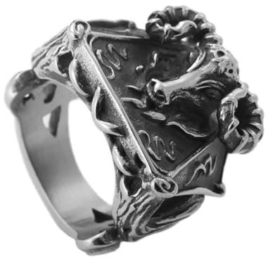 Vintage Ziegenkopf Ring Männer Tier Schaf Kopf Edelstahl Satan Ring für Männer Party Hip Hop Schmuck Geschenke