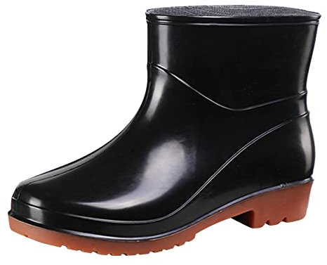 Stivali da Pioggia Corti Alla Caviglia per Donna, Slip On, da Giardino in Gomma, da Lavoro Esterno Con Comfort, Taglia 5, Nero, 39 EU