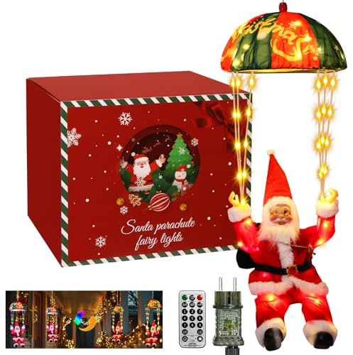 litogo Luci Natale Multimodalità e Multifunzionale Babbo Addobbi Natalizi con Telecomando (Timer + Memoria + dimmer) Luminosa LED Christmas Decorazioni per Casa Interno Esterno, Bianco Caldo&RGB