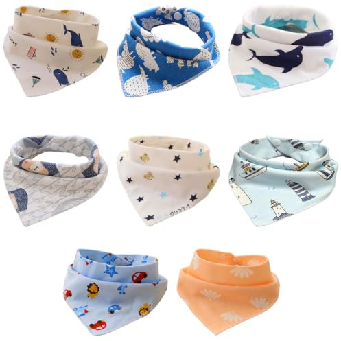 NHQZ 8 Pièces Bavoirs Bébé Bavoirs Triangulaires 100% Coton Bavoir Bandana Pour Bebe Doux Absorbant Respirent pour unisexes Bebe