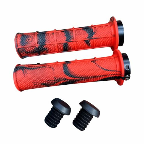 Napzy Rutschfeste Fahrradlenkergriffe, Aluminium, ergonomische Fahrradgriffe, für Mountainbikes und Rennräder (Rot und Schwarz)