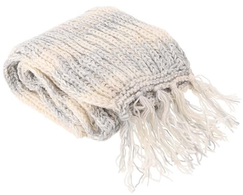 GURU SHOP Handgestrickter Schal aus Schurwolle, Bunter Wollschal - Grau Melliert, Herren/Damen