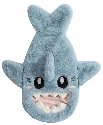Hot Water Bottle with Washable Plush Cover, 1L Cute Shark Thermal Water Bottle Explosion and Leak Proof Cosy Soft Warm Hot Water Bottles with Big Opening for Pain Relief Women Winter Gifts Blue