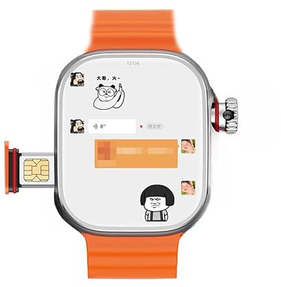 Reloj inteligente Android S9 Ultra 4G con tarjeta SIM de red de 2.2 pulgadas, cámara giratoria de 180°, GPS, WiFi, llamada global, reloj inteligente para hombre, Ultra 5G (naranja plateado, 2 GB 32