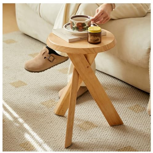 Massivholz Vintage Sofa Beistelltisch Kleiner Runder Couchtisch mit Fensterablage Antik Blumenregal Nachttisch Schwarz Beistelltisch für Couch Niedriger Hocker Ständer t Ergänzung zu Ihrer