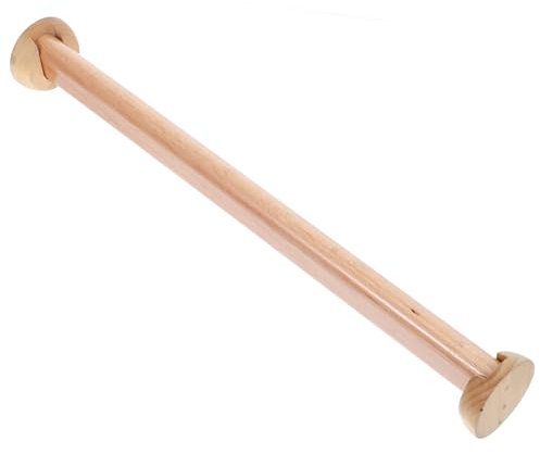 HOMOCONO Holz Kleiderstange Robuste Spannstange mit Flanschen für Kleiderschränke Platzsparende Garderobenstange aus Massivem Holz zum Aufhängen von Kleidung Einfache Installation