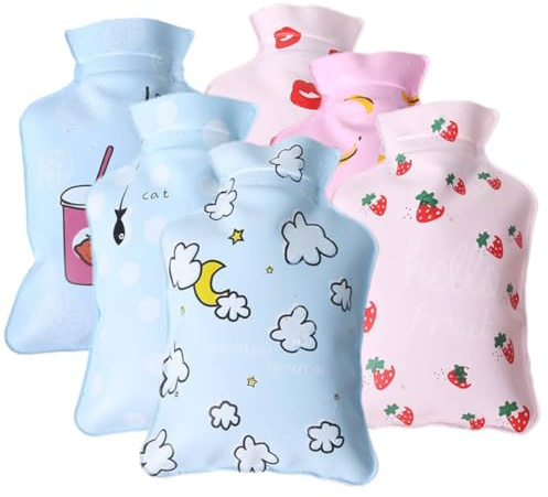 Pack PVC Wärmflaschen Klein als Handwärmer für Weihnachten Party | Niedliches Design für Mütter und Kinder, 6 Stück, Warm als Kompresse, Passend für Wintertage
