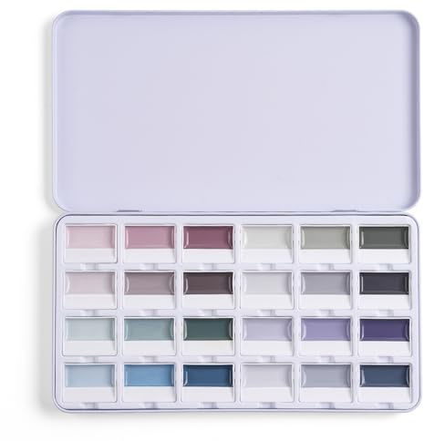 Fuumuui CREAMORA 24-Color Watercolour Paint Set, Opaque Semi-Moist Solid | Watercolour Paints Professional Art Supplies for Artists Beginner Painters Amateur Hobbyists Painting