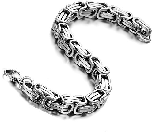Flongo Herren Armband Männer Armreif Herren Armkette Herrenkette Königskette Edelstahl Silberkette Motorradfahrer Biker Herren-Accessoires