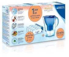 BRITA Marella + Maxtra 12 Pack Jarra Azul, Transparente 2,4 L - Filtro de Agua (Jarra, Azul, Transparente, 2,4 L, 1,4 L, Alemania, 2,07 kg)