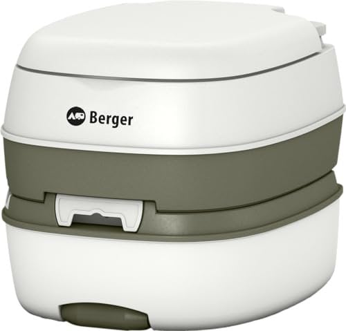 Berger WC portatil | WC quimico portatil para camping | Baño portatil | Accesorios camper, accesorios camper para furgonetas o para autocaravana | Water portatil gris, con depósito de residuos, 130 kg