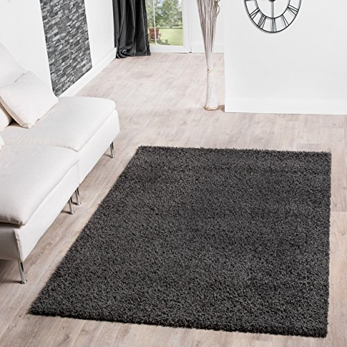 T&T Design Shaggy Teppich Hochflor Langflor Teppiche Wohnzimmer Preishammer versch. Farben, Farbe:anthrazit, Größe:70x250 cm