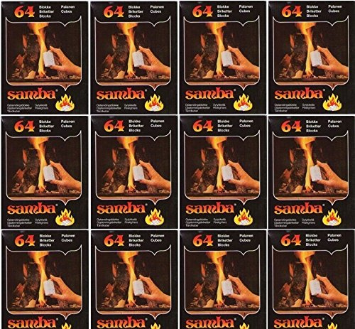 12 x Samba Firelighters Fire Starter Cubes Indoor Outdoor BBQ Wood Burner 64 Blocks