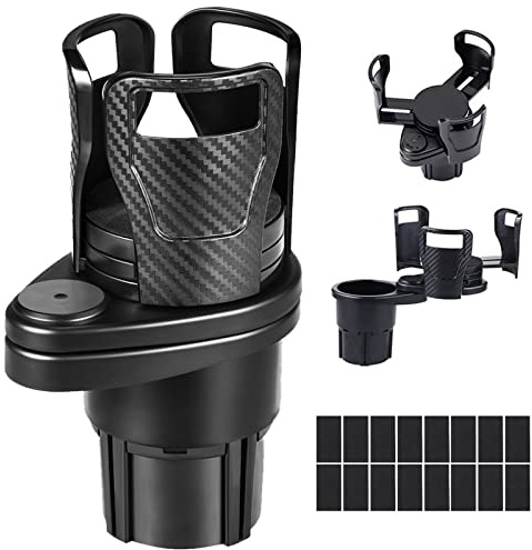 UMISKY Car Cup Holder Expander, Auto Drink Holder Adjustable Double Cup Holder Extender with 360° Rotating Adjustable Base to Hold Most Water Bottles Drink KFC McDonald Coffee Cup