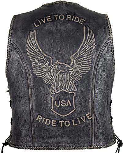 Lederweste mit einer Adler Prägung im Vintage Leder