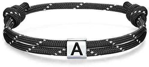 J.Endéar Bracelet Nautique avec Initiales Lettre A Argent 925 Charme pour Femmes Hommes Partenaire Cadeau D'amitié